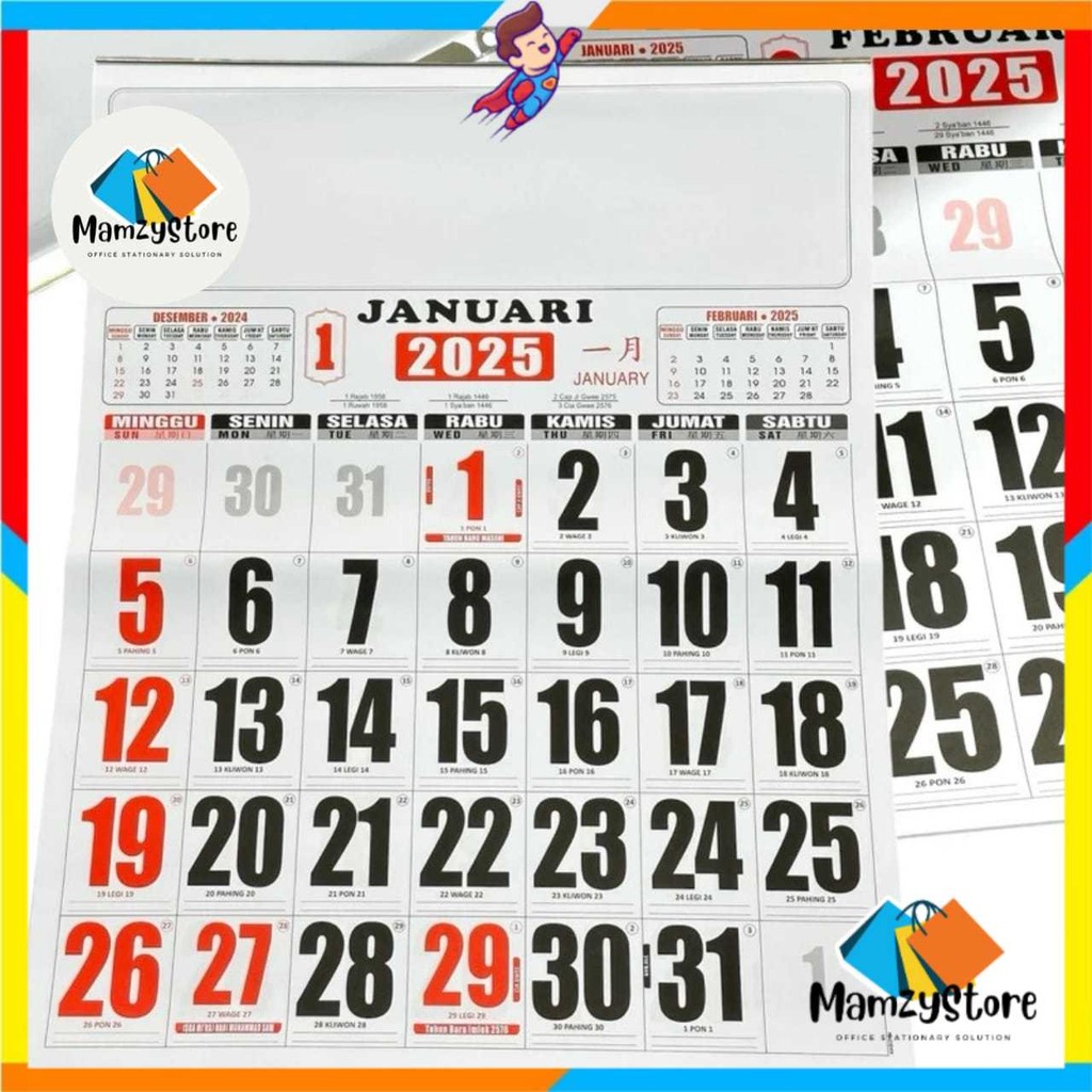 

Kalender Dinding Kerja Ukuran Besar Jumbo (50 Cm X 64 Cm) Tahun 2025