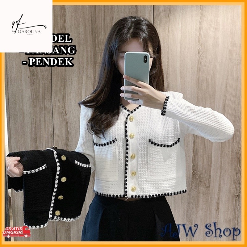 Baju Korea / AJW Cardigan Rajut Korean Style Lengan Panjang Import Premium Mewah dan Elegan XR | Kar