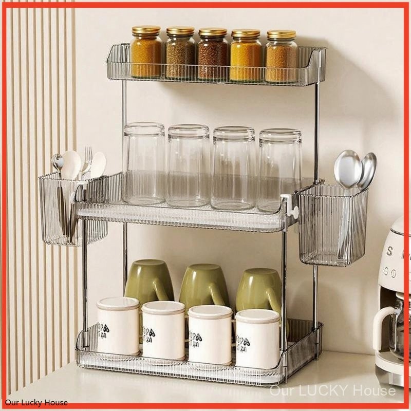 Rak Cangkir Rak susun Serbaguna Rak Meja Rak Dapur rak bumbu/Rak Aqua Gelas Estetik Rak Serbaguna Te
