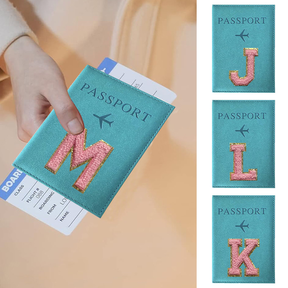 Penutup paspor Passport Pouch Pink Letter Series Watertproof Passport Case Passport Holder Pu ID Car