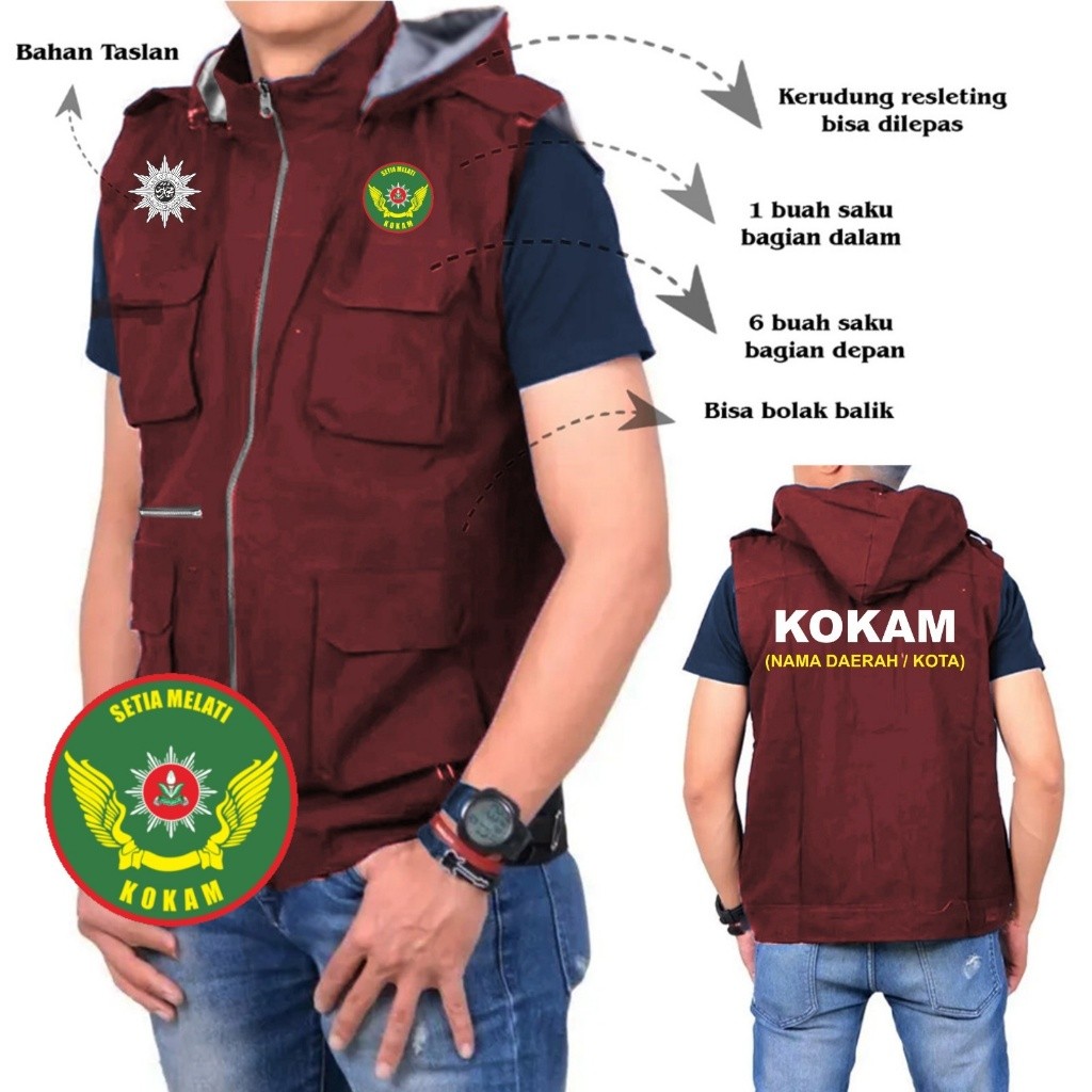 TERBARUU  Jaket Rompi Pria Kantong KOKAM MUHAMMADIYAH/ Rompi Sablon KOKAM MUHAMMADIYAH/ Rompi Kanton