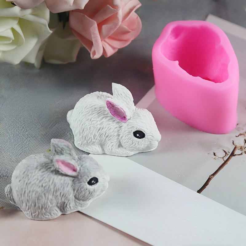 

3D Rabbit Silicone Candle Mold Easter Bunny Fondant Cake Chocolate Dessert Silicone Mould Mousse Cookie Making Kitchen Tools