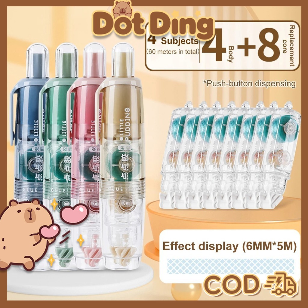 

[DOTDING] 12 PCS/SET Double Tape Titik Transparan Isi Ulang Lem Titik Buku Perlengkapan Sekolah & Kantor