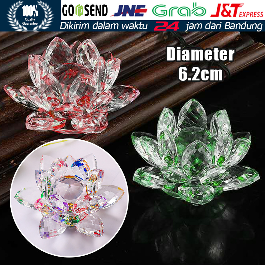 6.2cm Pajangan Hiasan Tempat Lilin Kristal Teratai  / Dekorasi Crystal Lotus Souvenir Meditasi Altar