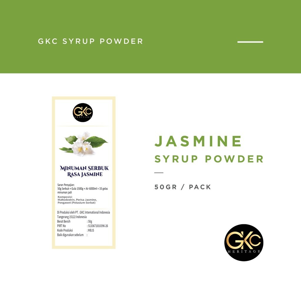 

GKC Heritage Sirup Bubuk Konsentrat Minuman Jasmine HALAL 50 Gram Melati Jasmin Powder Syrup