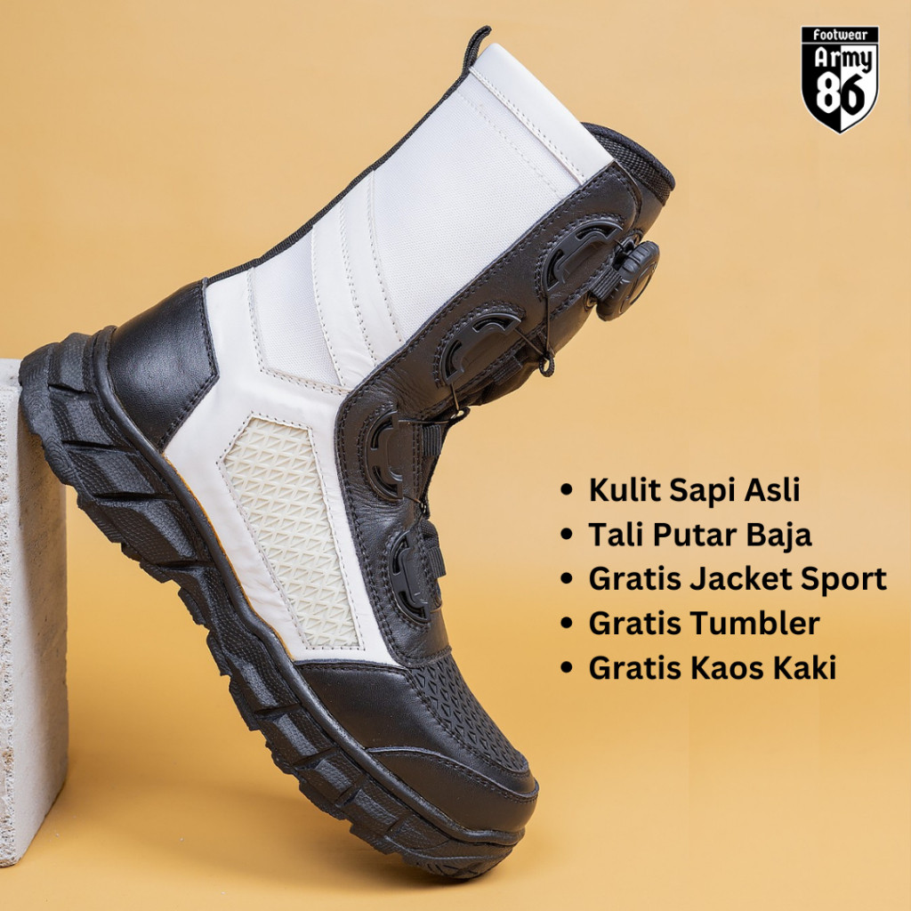 Army86 Sepatu PDL Provost TNI Tali Putar tactical pria Kulit sapi asli model Raiders Ultima Provost