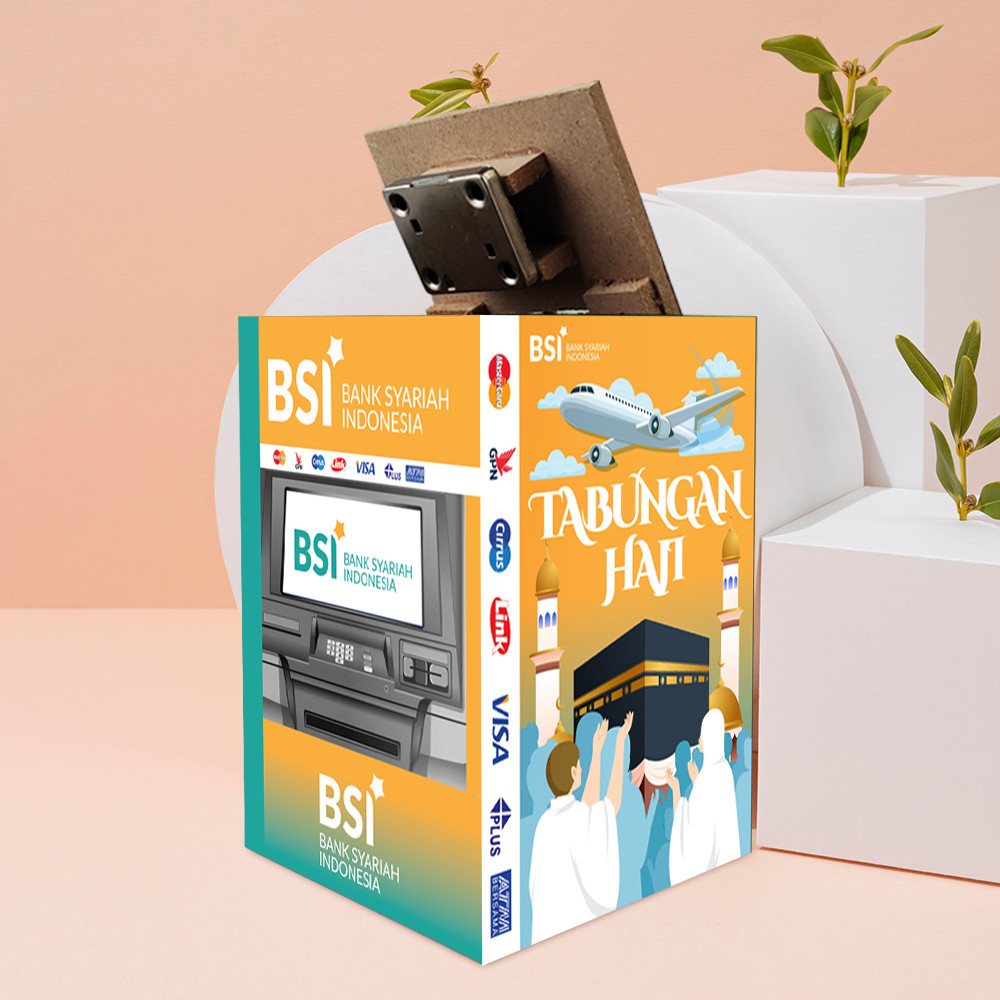 Celengan ATM BSI Tabungan Haji Besar Ukuran 15x20 Jumbo Kunci Ganda Miniatur Muamalat ATM
