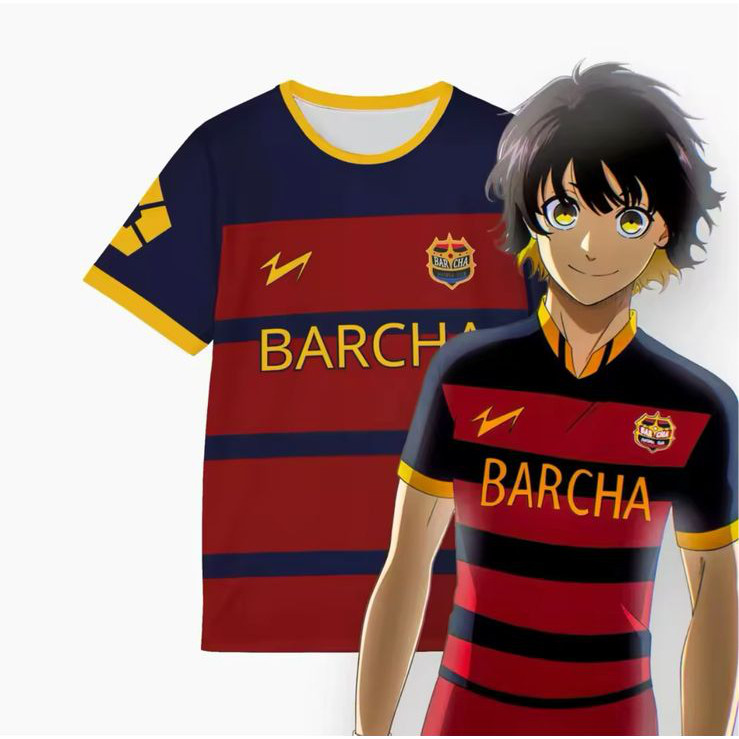 BAJU JERSEY FUTSAL & JERSEY SEPAK BOLA PRINTING ANIME BLUE LOCK COSPLAY FC BARCHA
