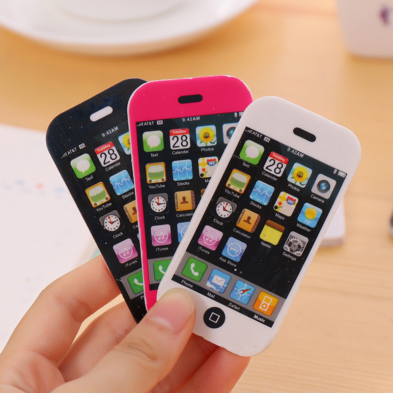 

Novelty Kawaii Mobile Phone Erasers Office School Supply Creative Student Stationery Children Writing Pencil Rubber Toys Gift