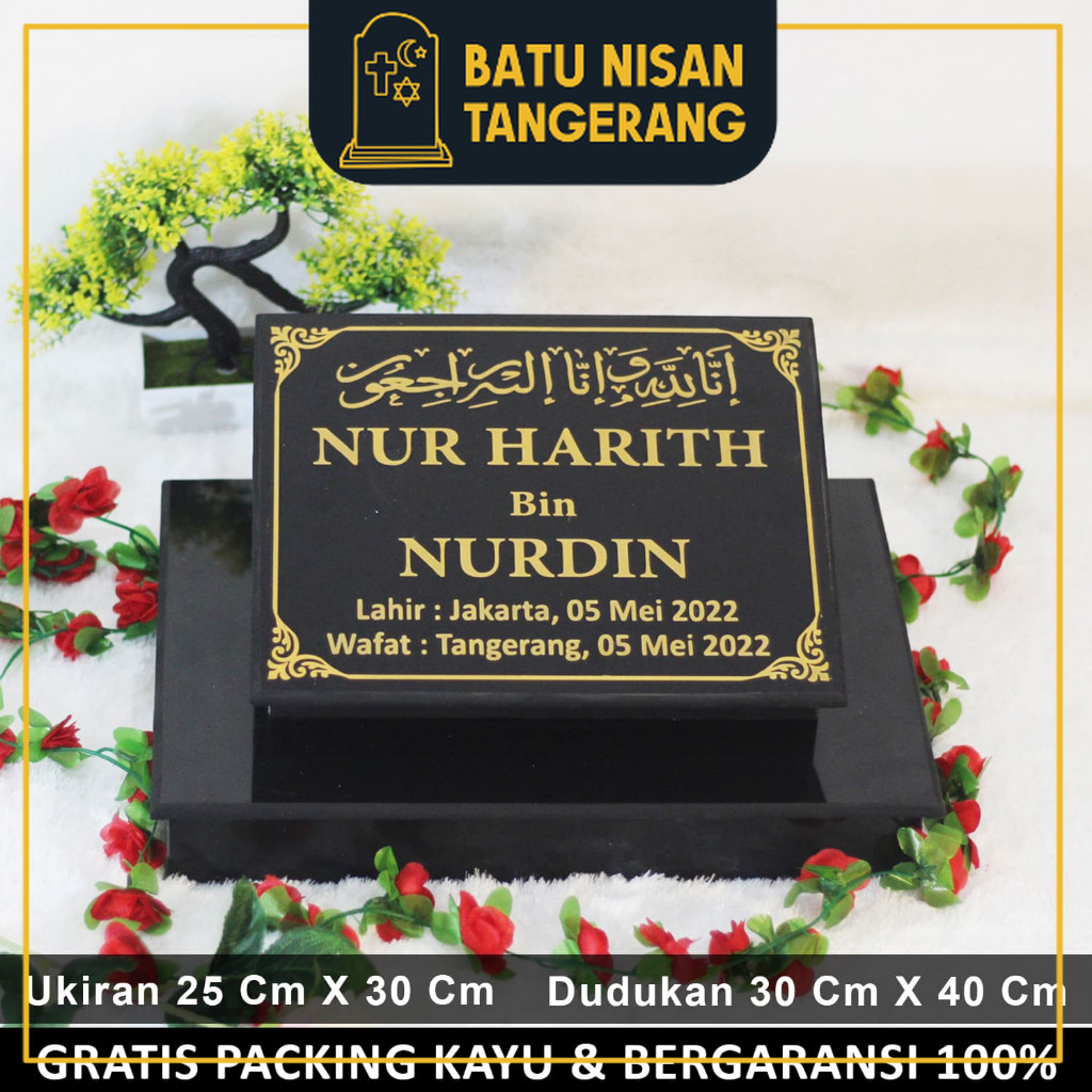 BNT - Batu Nisan Makam Lengkap Full Set Granit Dudukan Maesan Kijing Hitam Putih Kuburan Marmer Kera