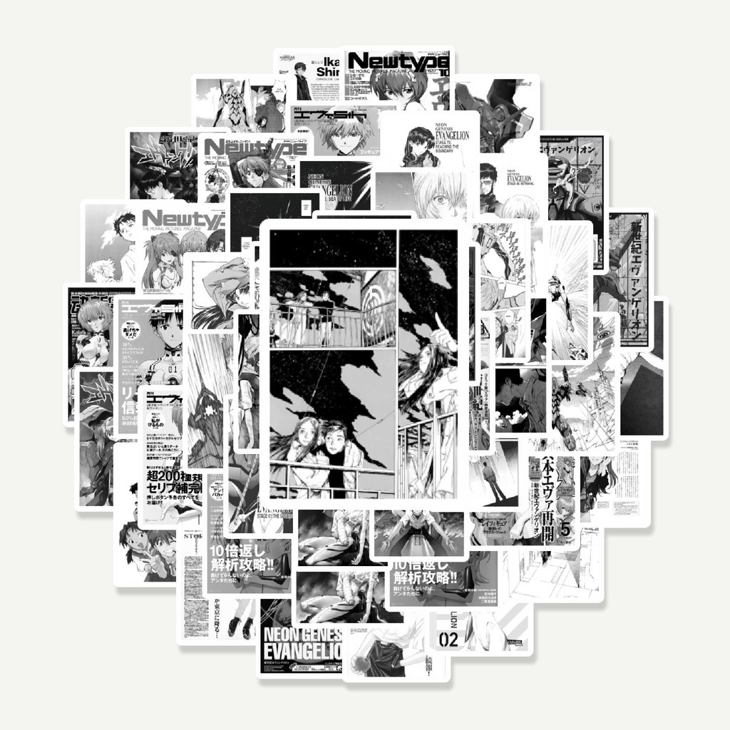 

Sticker Pack Stiker Neon Genesis Evangelion B&W | Sticker TUMBLR | Stiker LAPTOP KOPER HELM