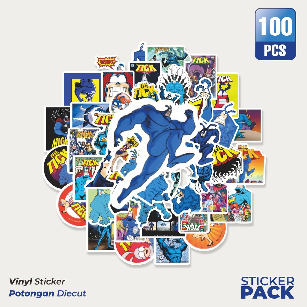 

Super Hemat! 100 PCS Sticker Kartun The Tick Sticker Waterproof Aesthetic- Untuk Laptop, Motor, dan Helm - Paper Stationery Pack