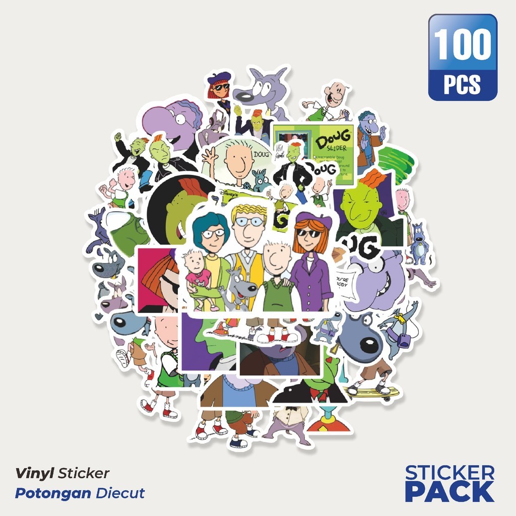 

Stiker Vinyl Sticker Kartun Doug Sticker Waterproof Aesthetic- Untuk Laptop, Motor, dan Helm - Paper Stationery Pack