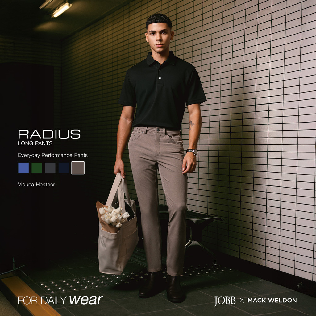 JOBB x MACK WELDON Radius Celana Panjang Pria Straight Fit Vicuna Heather