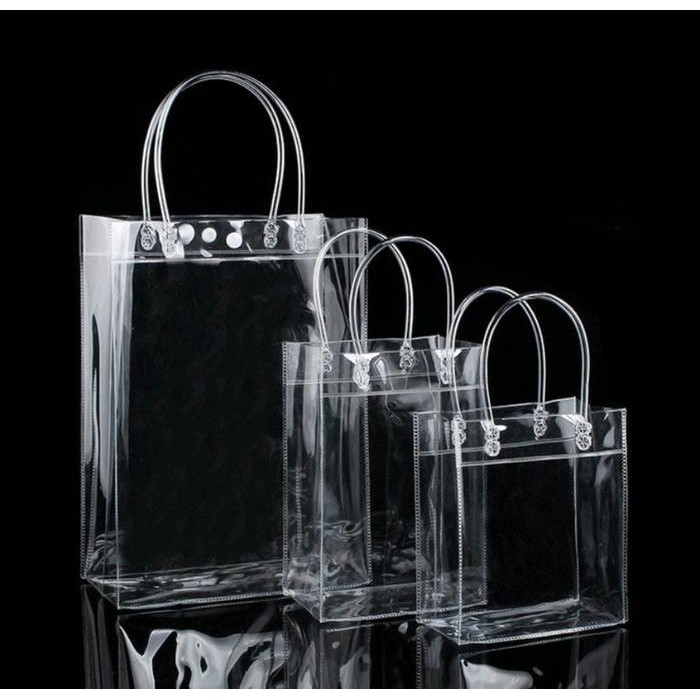 

Tas Mika Tas PVC Transparan Bening Plastic Bag Goodie Bag Souvenir shopping bag TT Belanja - 13*19*8cm PROMO !