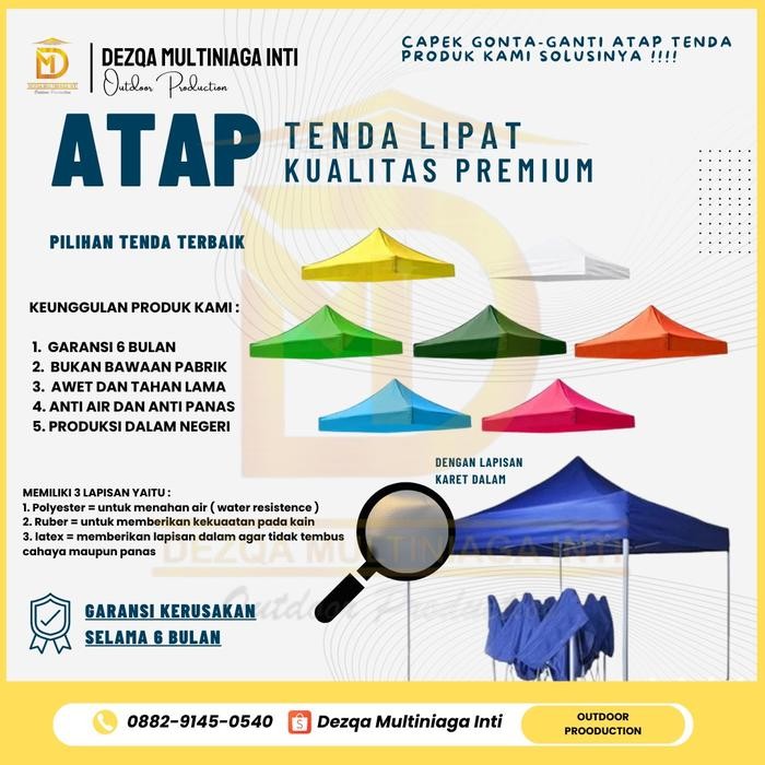 Kain/Terpal Atap tenda lipat 3x3 Bahan Tebal D600 - Putih, 3x3