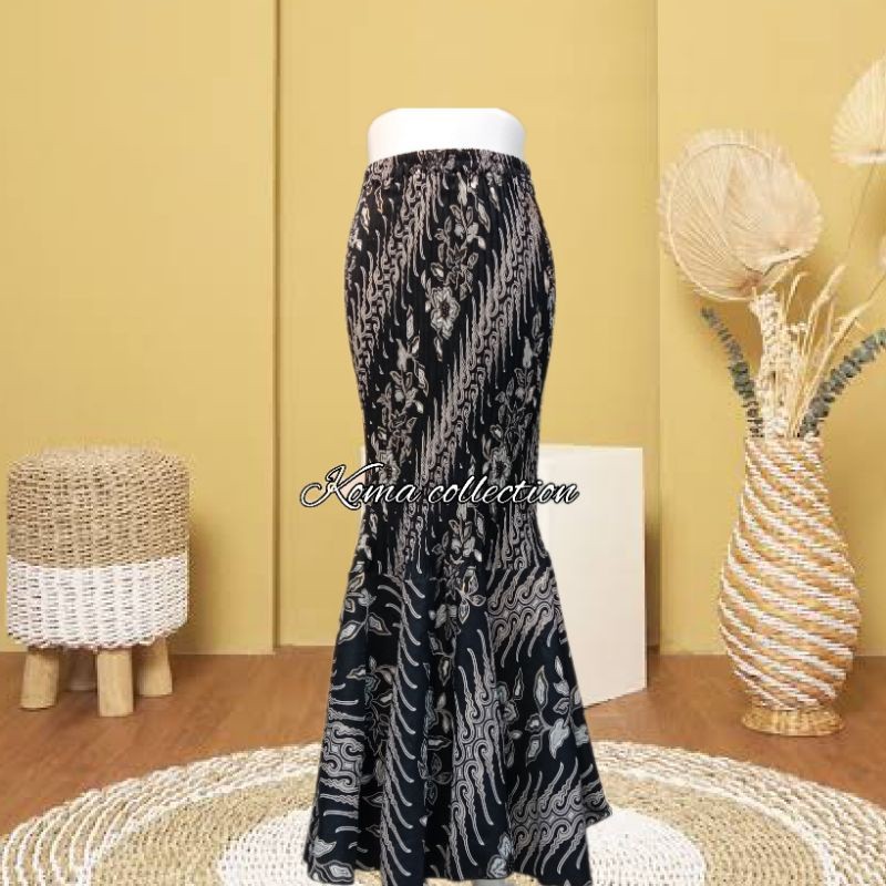 Rok Batik Duyung Plisket KERASAKTI ABU S - Jumbo / Rok Bawahan Kebaya / Rok duyung / Rok wisuda / Ro