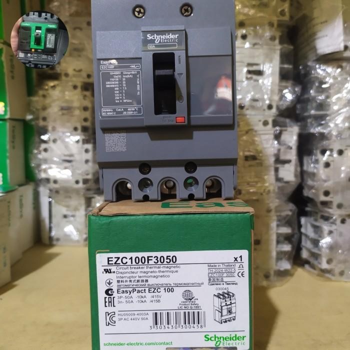 MCCB EZC100N 30A/40A/50A/60A/80A 3P ORIGINAL SCHNEIDER - 15A