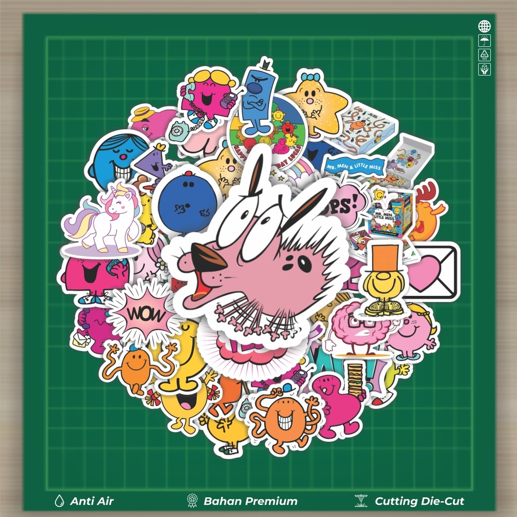 

HOT 50 PCS STIKER Stiker Kartun Mr. Men and Little Miss Stiker Fashion Cars Decal Dingin Kartu Album Custom Vinyl Anti Air- Sticker Aesthetic Buku Journal Koper Casing HP Tablet Laptop Helm Motor Botol Minum