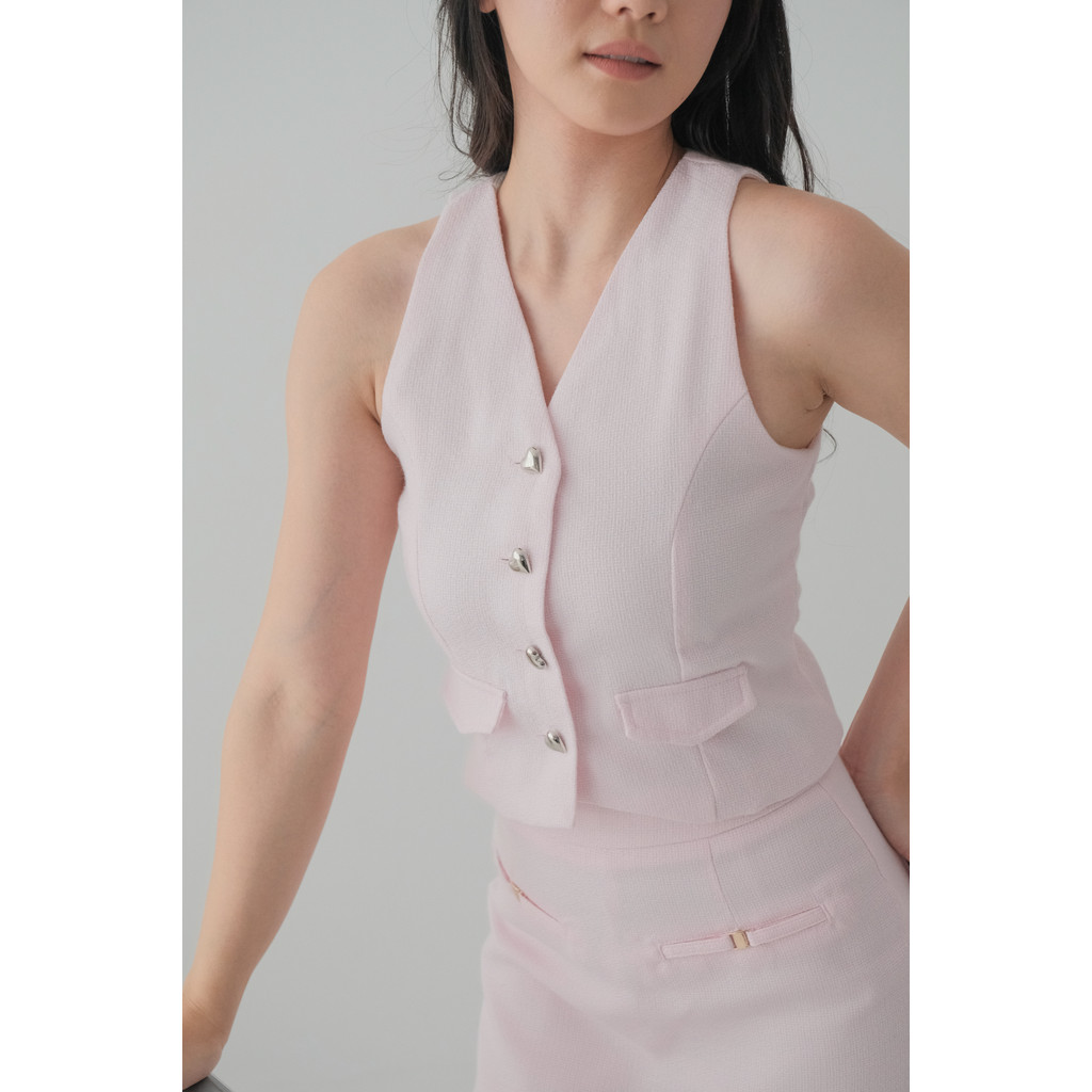 HAZEL Harlow Tweed Vest | Rompi Tweed Wanita | Vest Wanita Premium