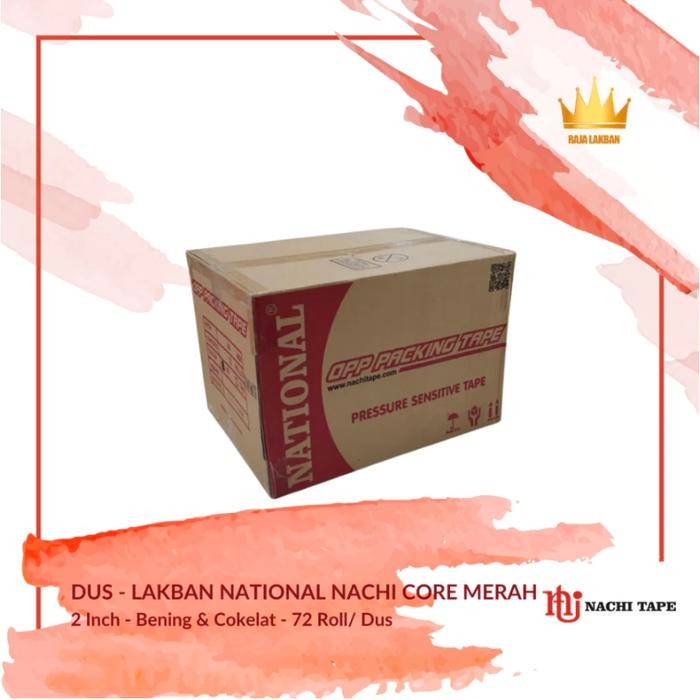 

Lakban Plakban Nachi BOPP OPP National Core Merah 2 inch 48mm 100 Yard/ Bening - Cokelat- Dus - Bening