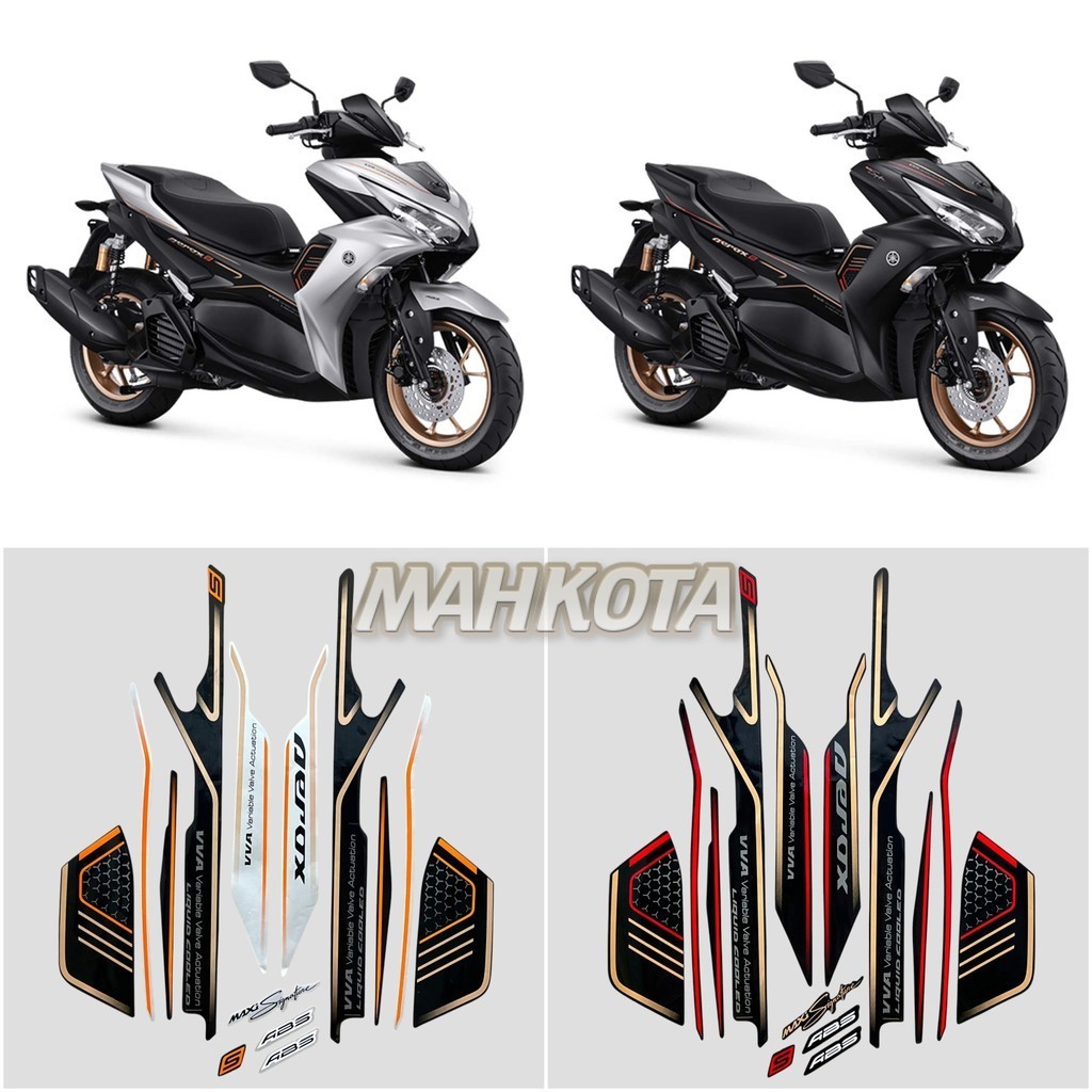 Striping Stiker Motor Yamaha Aerox 155 ABS Connected 2023 Hitam Silver Fullset Berkualitas