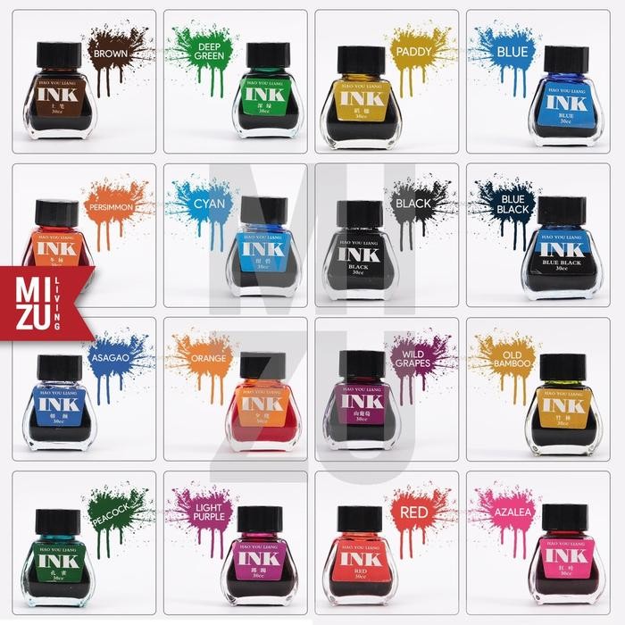 

MIZU HYL 16 Colours Fountain Pen Ink 30ML Tinta Fountain Pen Warna-Warni Aman Untuk Pen - BLACK