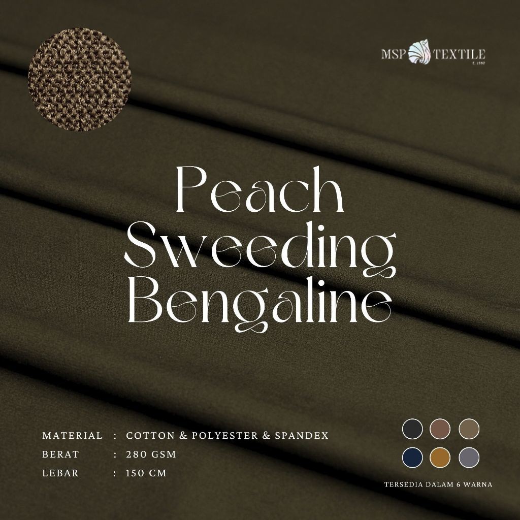 PEACH SWEEDING BENGALINE KAIN KATUN POLYESTER SPANDEX KAIN ELASTIS BAHAN CELANA ROK OUTER DAN BLAZER