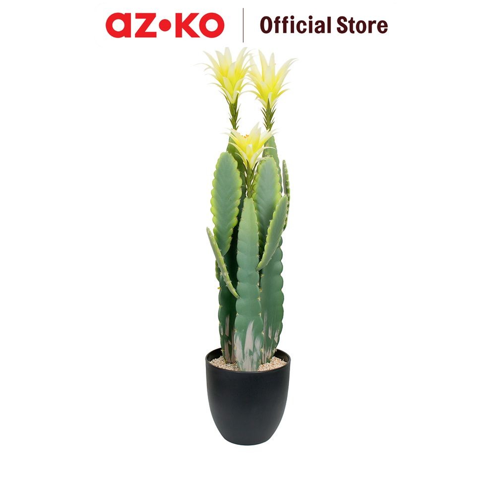 AZKO Forhom 78 cm Bunga Artifisial Blossom Cactus Dengan Pot - Hijau Bunga Hias Cantik Sintetis Deko