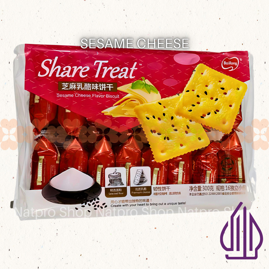 

[Bairong] Share Treat Sesame Cheese Flavor Biscuit 300g – Biskuit Wijen Rasa Keju | Snack Import Renyah Gurih HALAL
