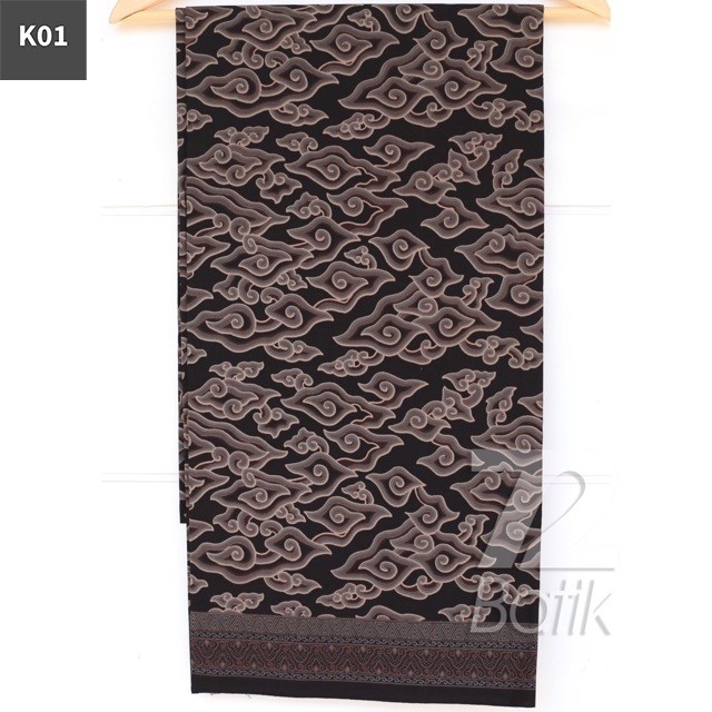 Kain Batik Panjang 72 Batik Bahan Katun Premium Motif Mega Mendung Cirebon Cirebonan Warna Hitam Cok