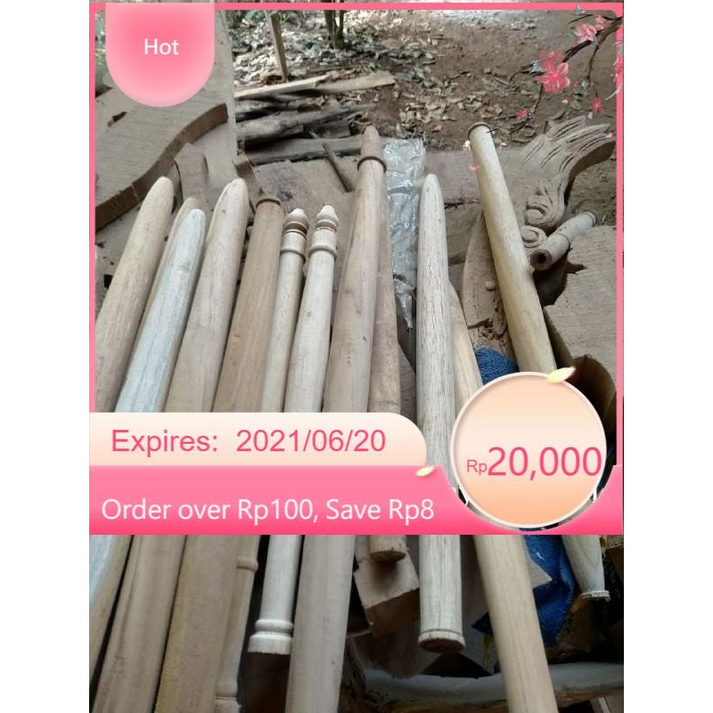 landeyan gagang handle tombak kayu jati bkn sepuh pusaka toko KJS LR10