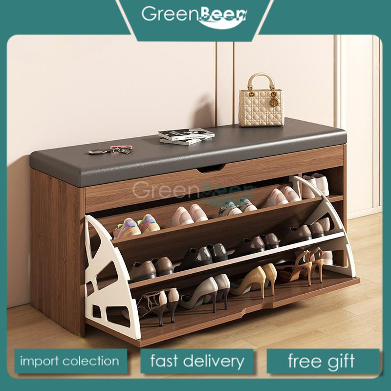 Rak Sepatu Sofa Lemari Sepatu Kayu Rak Sepatu Tertutup Anti Debu Bench Storage Sepatu Rak Sepatu Kay