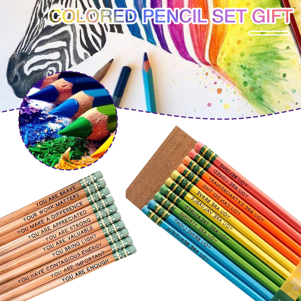 

Pencil 10PCS Affirmation Pencil Set Multipurpose Portable Painting Wooden Drawing Pencils For Boys Girls Stationery Supplies
