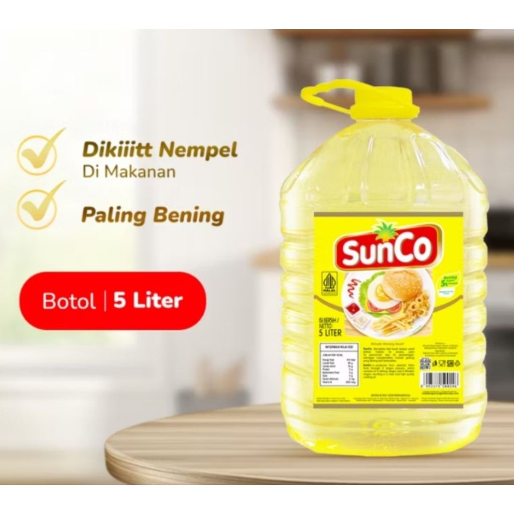 

Minyak Goreng Sunco Kemasan Botol (5 Liter)