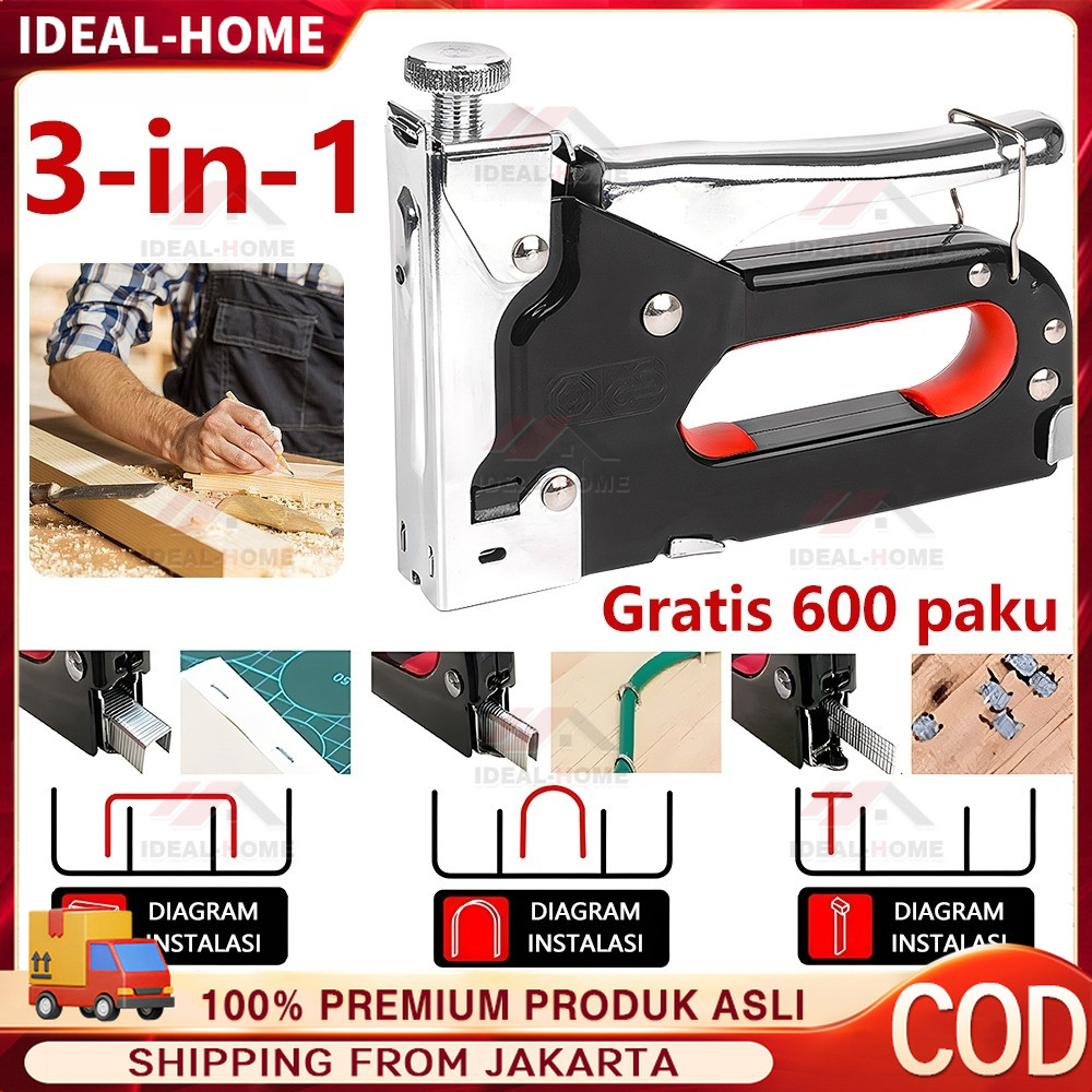 

Staples Tembak Gun Tacker 3 In 1 Pistol Kuku Powerfull Pistol Stapler Furnitur DIY Pelapis Pistol Stapler Gratis 600 Paku
