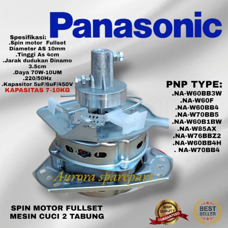 Spin motor/Dinamo pengering fullset pnp pemasangan kapasitas 7-10KG Mesin cuci Panasonic 2 Tabung