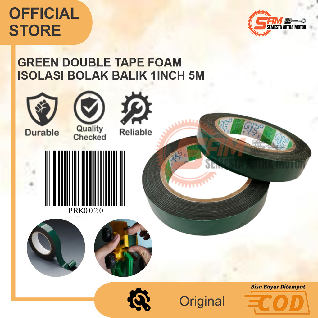 

Foam Double Tape 1 Inch 5m Isolasi Perekat Serba Guna Dobel Tip Busa Hijau Tebal Murah