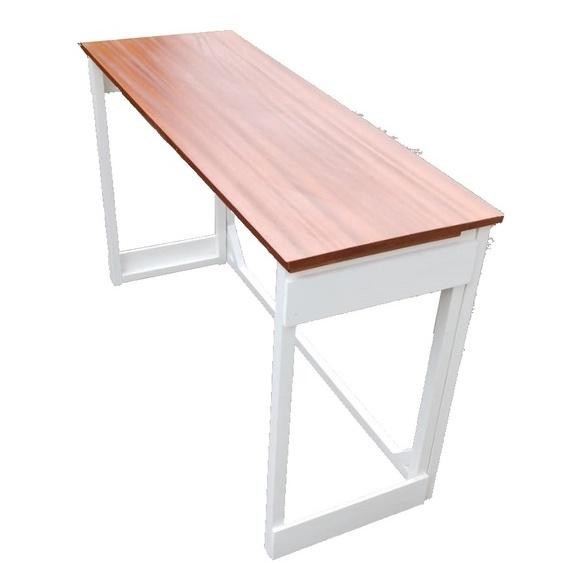Meja Lipat 120x50 Tinggi 75/90 cm - Full Kayu Solid - Kaki Putih, Tinggi 75 cm