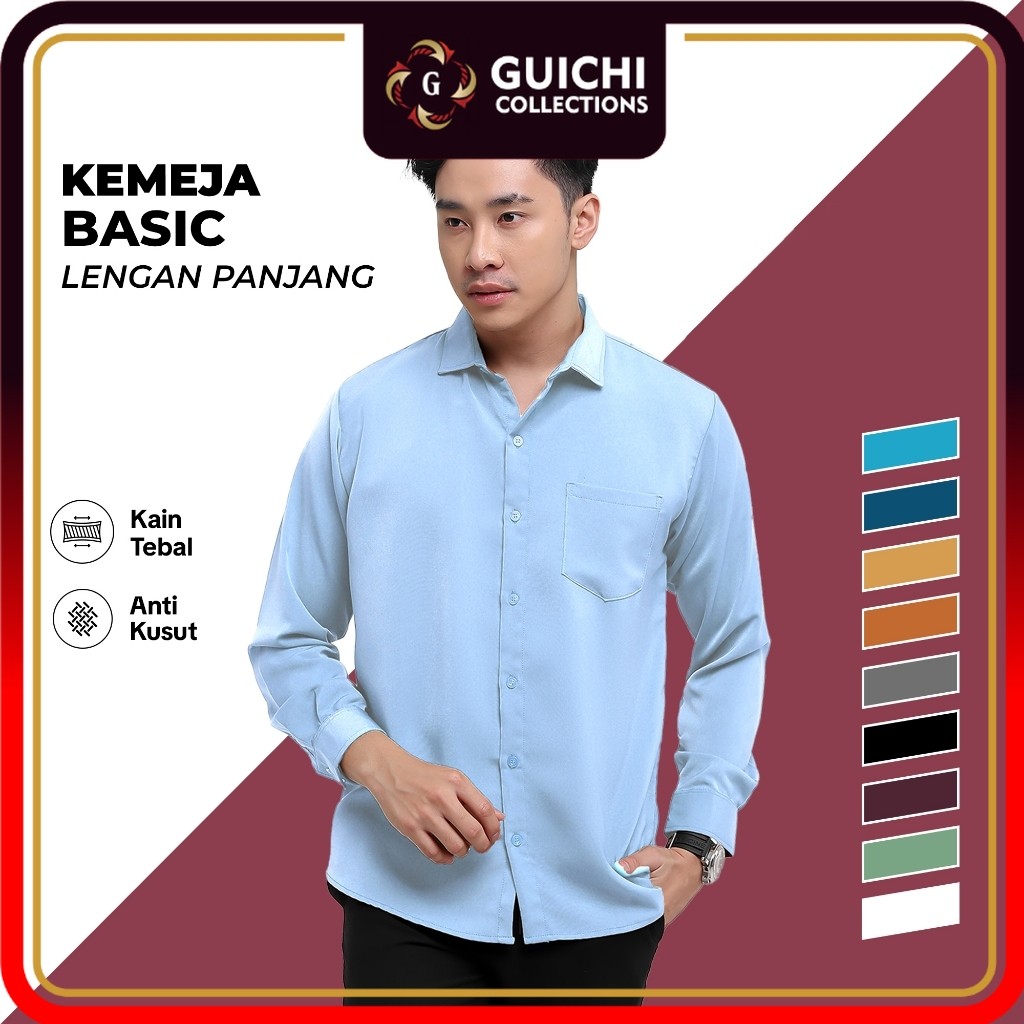 Promo BROGUY Kemeja Basic Lengan Panjang Unisex