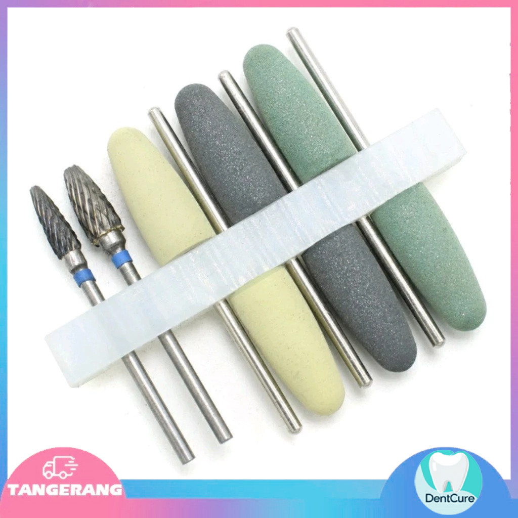 Dental Acrylic Polishing Kit 8pcs / Dental set bur acrylic poles akrilik burs kit gigi palsu fraser 