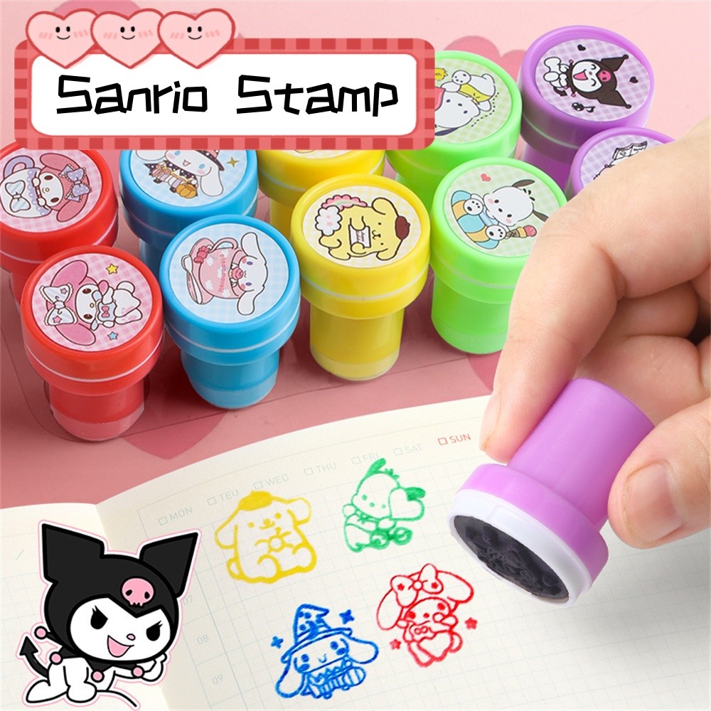 

10pcs/set Sanrio Stamps Hello Kitty Melody Cinnamoroll Kuromi Self-ink Stamp Seal Scrapbooking DIY Painting Photo Decor Kids Toy