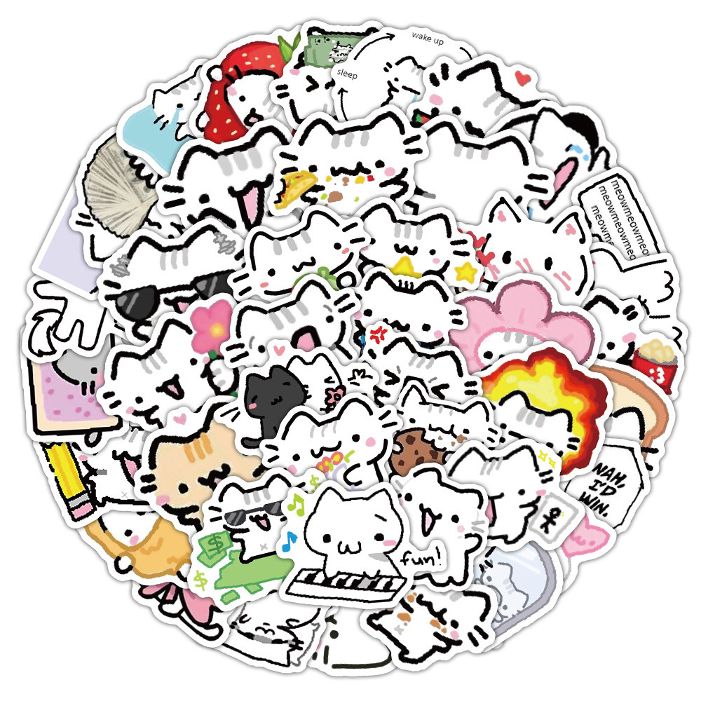 

10/30/72PCS Cute Pokky Cat Stickers Kawaii Animal Meme Graffiti Decals Luggage Laptop Phone Guitar Car Bike Skateboard Sticker