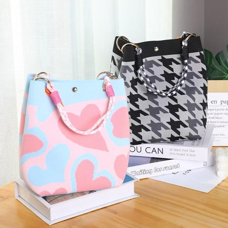 Tas Rajut Knitted Mini Bag Korea  Tas Fashion Korea Wanita Kekinian