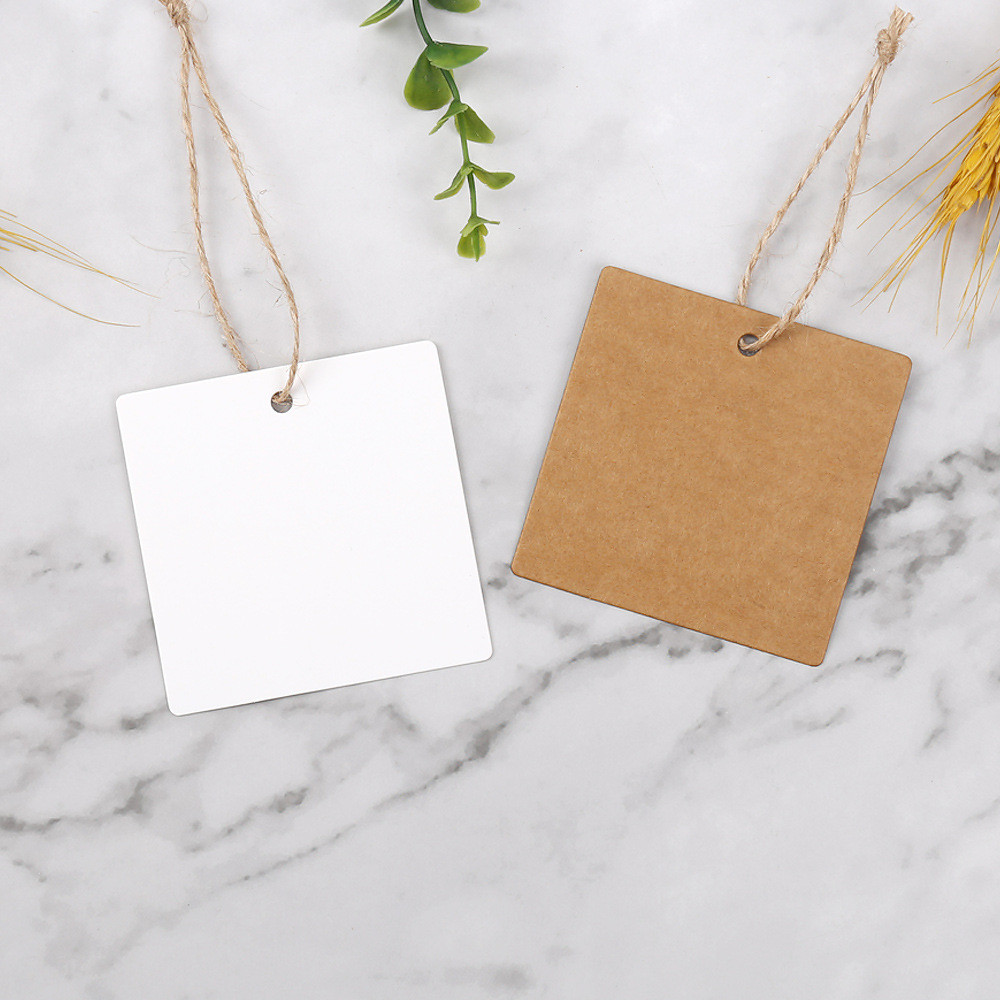 

50pcs 6x6cm White Kraft Paper Tags Garment Tag Blank Square Label Cards Gift Packaging Decoration DIY Apparel Sewing Supplies