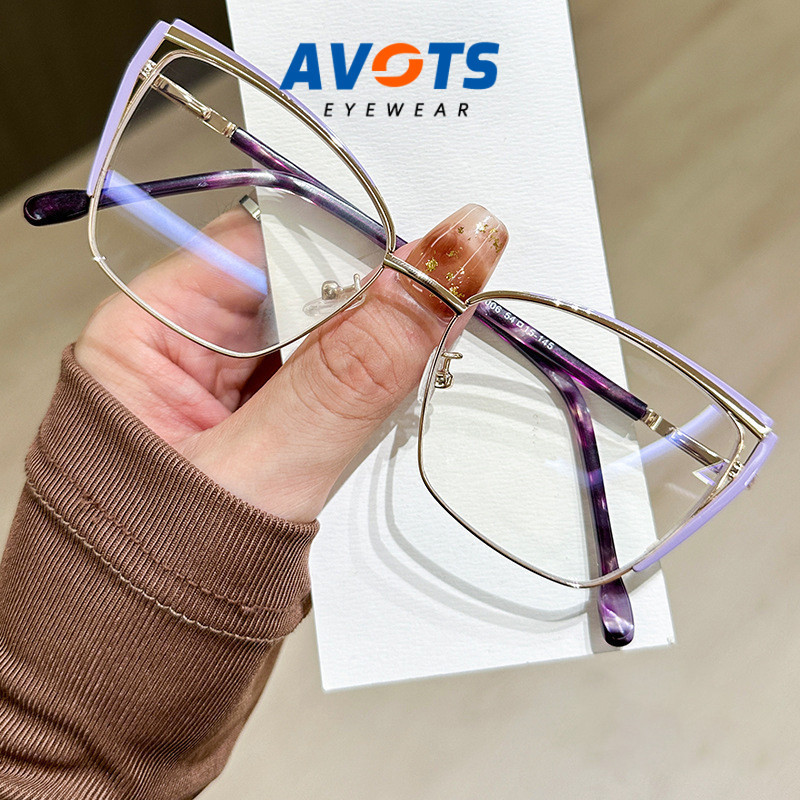 Avots Kacamata Photocromic Minus Wanita Cat Eye Silinder Bluecromic Anti Blueray Kaca Mata Optik