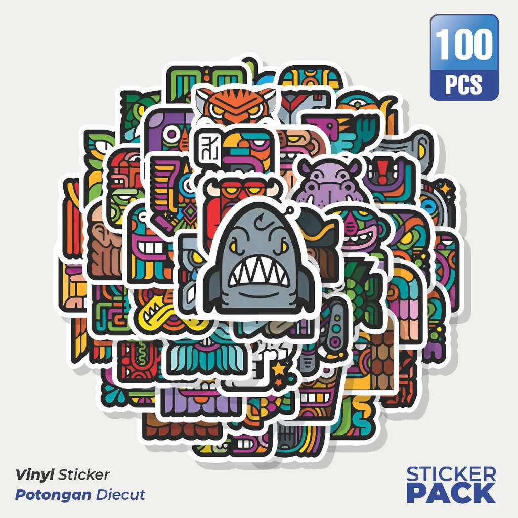 

Super Hemat! 100 PCS Stiker Aztec Series Waterproof Aesthetic- Untuk Laptop, Motor, dan Helm - Paper Stationery Pack