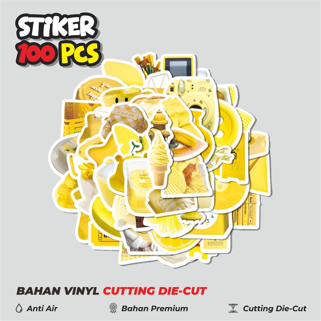 

Terbaru! 50 pcs Stiker INS Yellow [Kuning] Dekorasi Lucu Kreatif untuk Notebook, Skateboard, HP