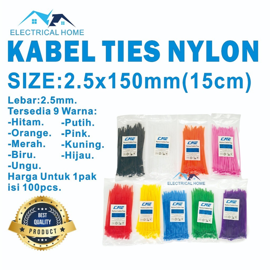 

Kabel Ties Nylon WARNA-WARNI 2.5x150 (15cm) BEST QUALITY