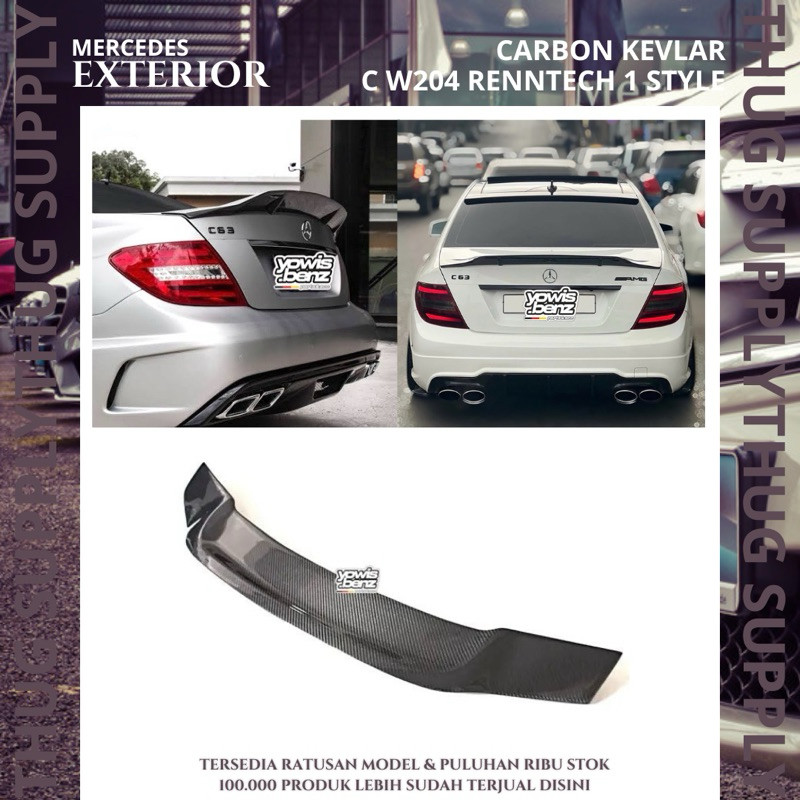 DUCKTAIL RENNTECH 1 W204 REAL CARBON WING SPOILER CANARD SIRIP DRY KARBON SPLITTER BUMPER LIPS FRONT